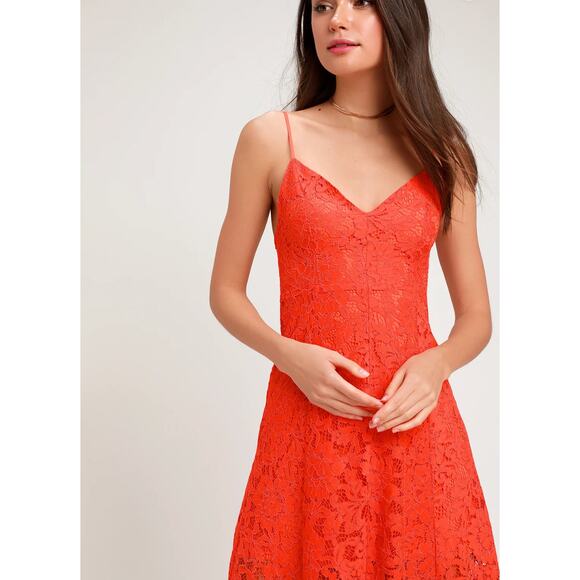NWT Lulus One Wish Orange Lace Sleeveless Midi Dress Size Extra Large - Picture 4 of 12